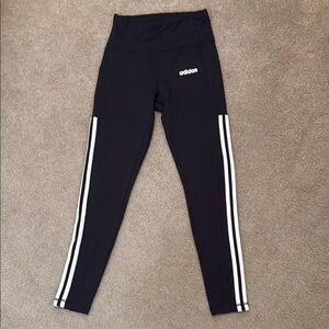 Adidas Black and White Leggings with Iconic Stripes